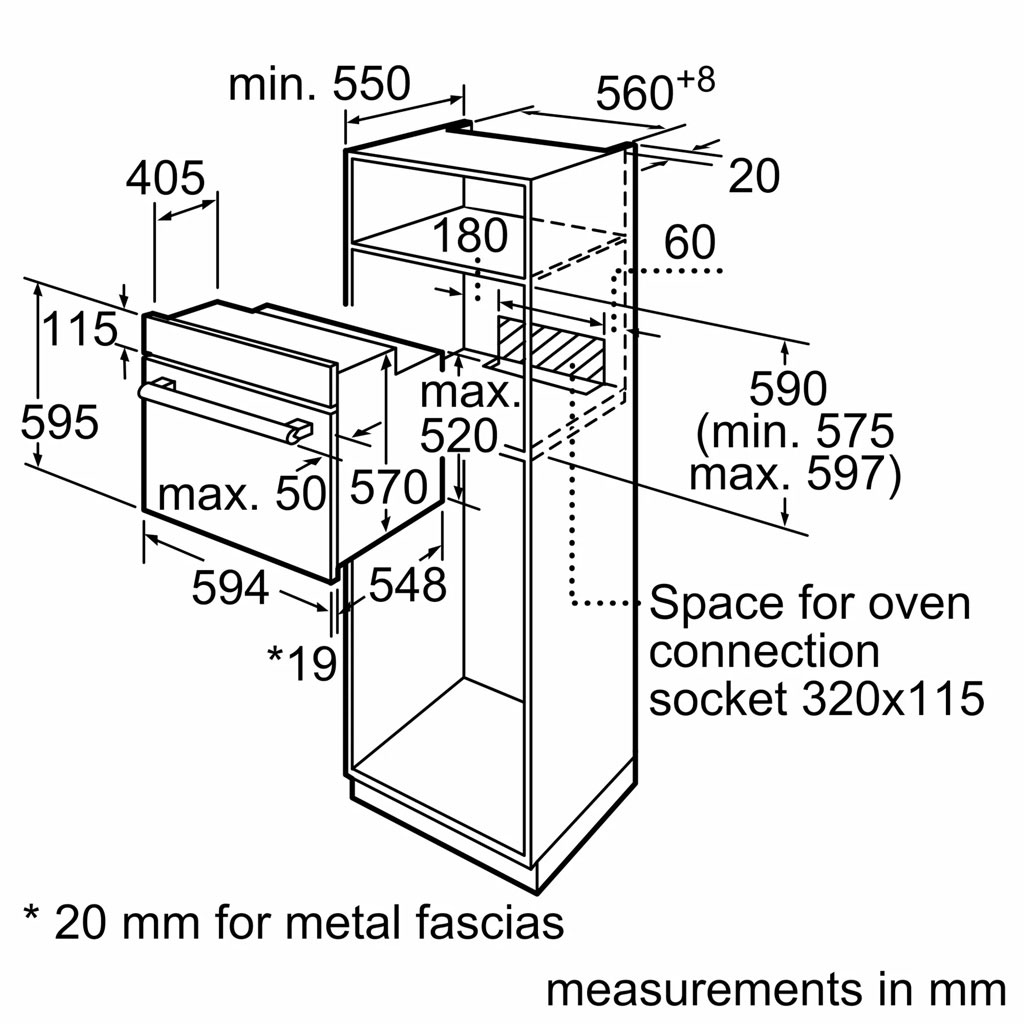 Lò nướng âm tủ Bosch 66L HBJ559EB6M Series 6