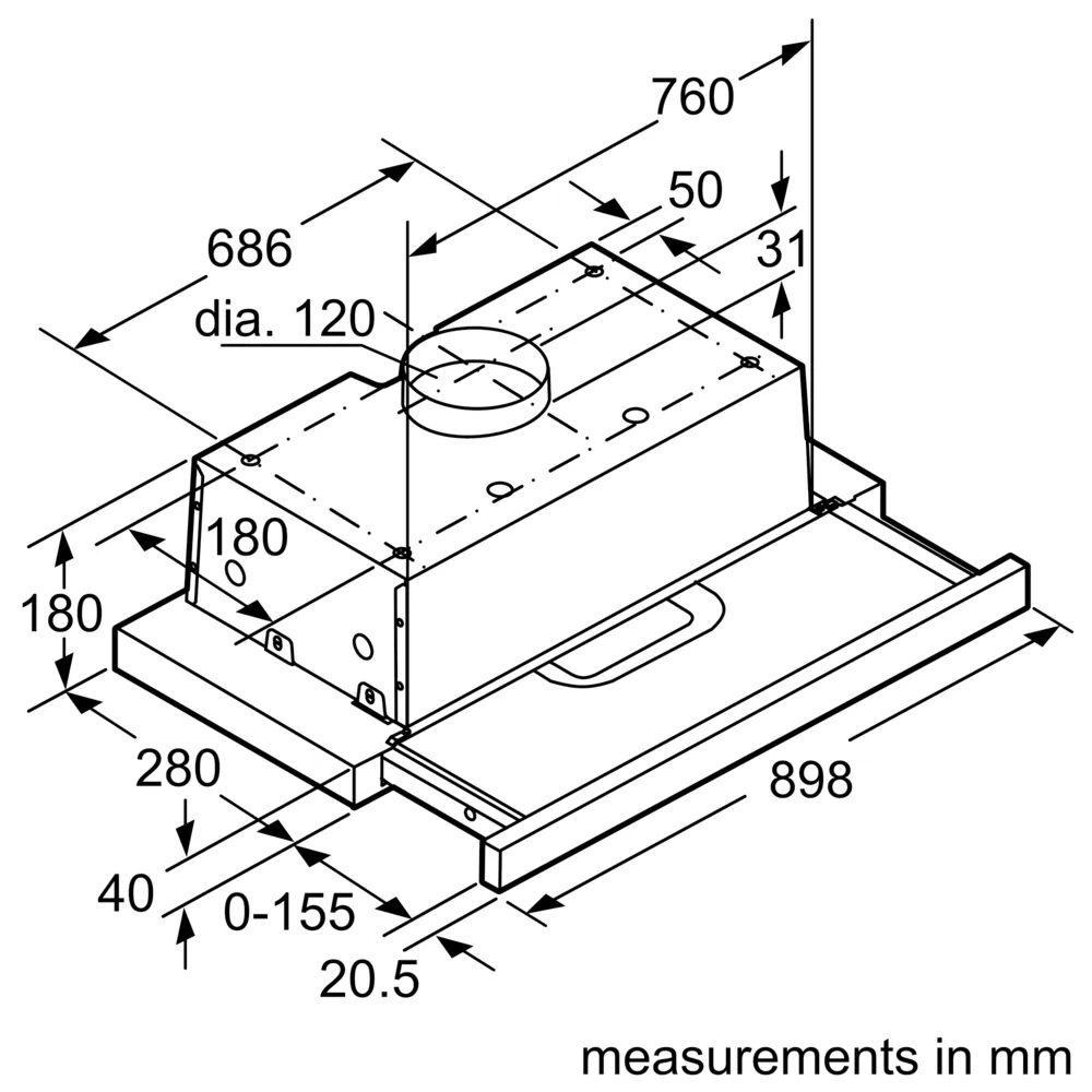 Máy hút mùi âm tủ Bosch DFT93AC50 Series 4