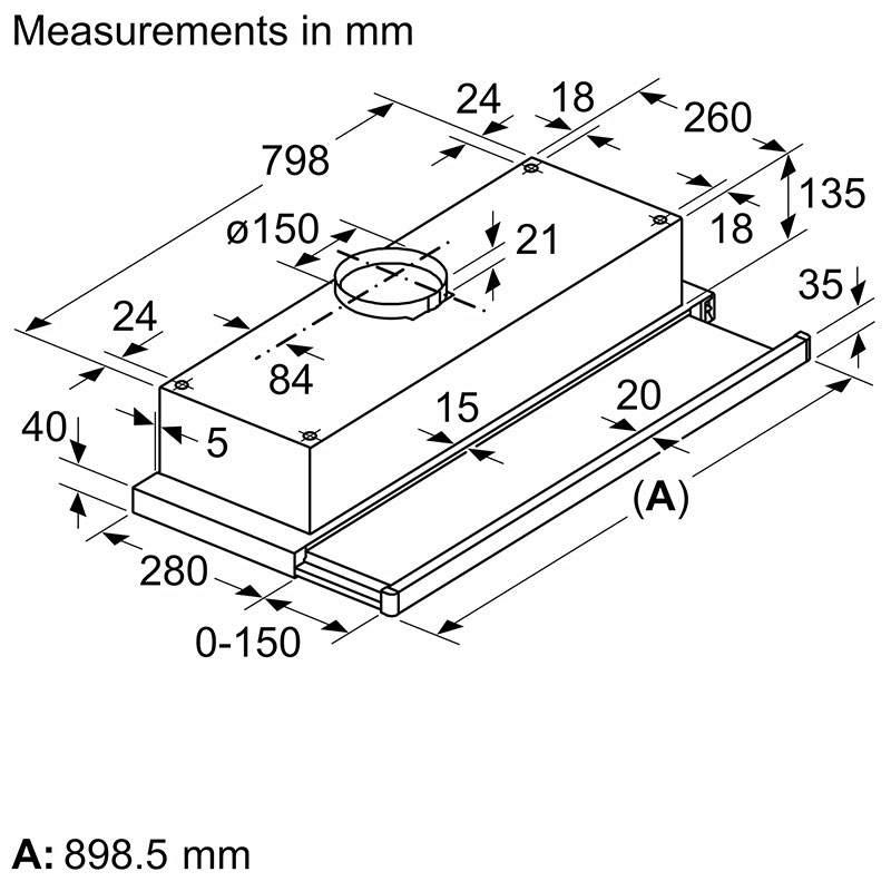Máy hút mùi âm tủ Bosch DFT93CA61B Series 2