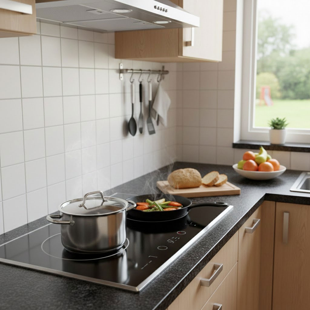 bếp từ 2 vùng nấu trong phòng bếp gia đình