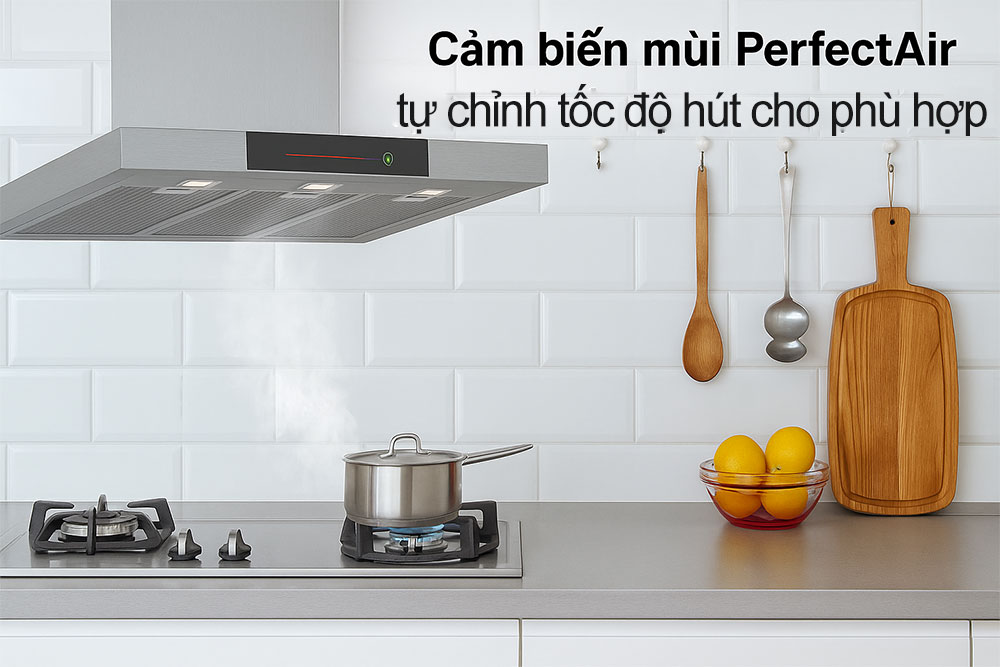 Máy hút mùi Bosch DWB98JQ50B trang bị cảm biến tự chỉnh tốc độ hút