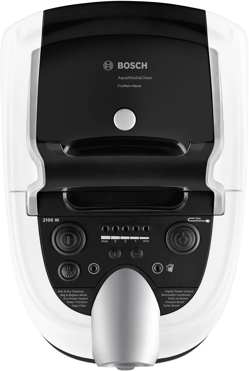 Bình chứa lớn hơn 5 lít của máy hút bụi Bosch giúp làm sạch liên tục