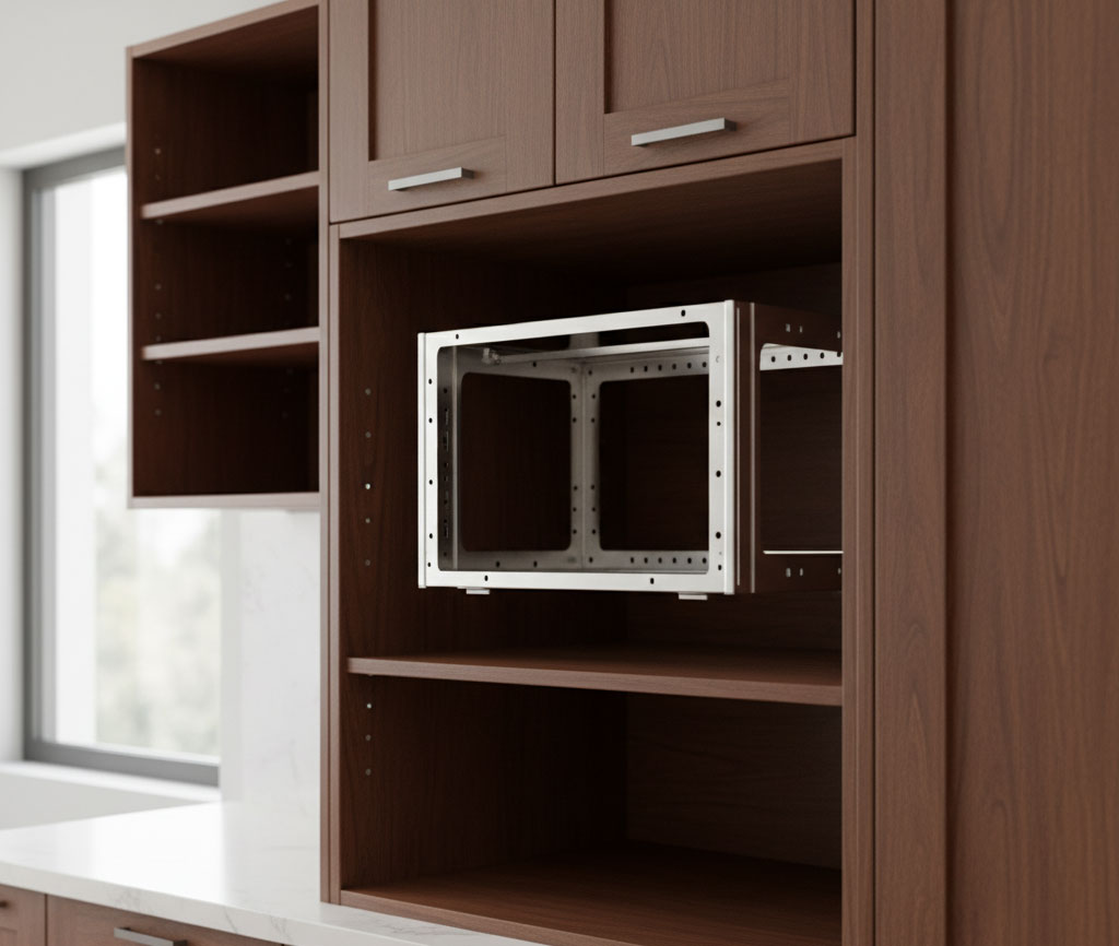 Khung đỡ và vít cố định lò vi sóng âm tủ