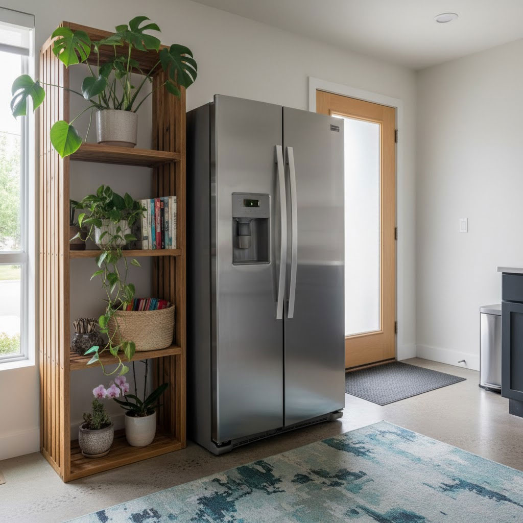 Tủ lạnh đặt chéo tránh đối diện cửa chính