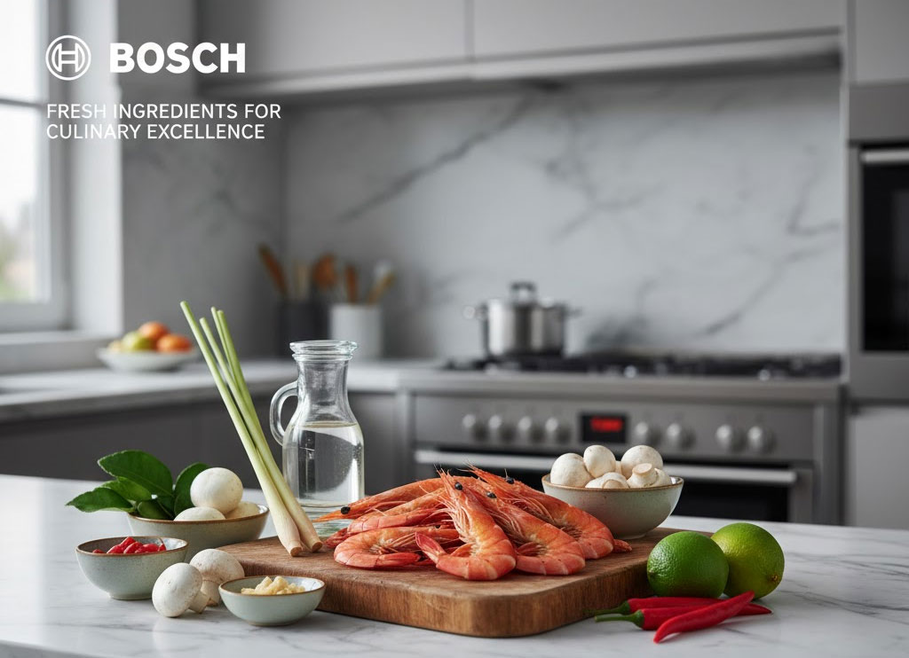 Nguyên liệu tươi cho món canh chua tôm Thái: tôm, sả, lá chanh, nấm rơm, chanh, ớt Nguyên liệu tươi cho món canh chua tôm Thái: tôm, sả, lá chanh, nấm rơm, chanh, ớt