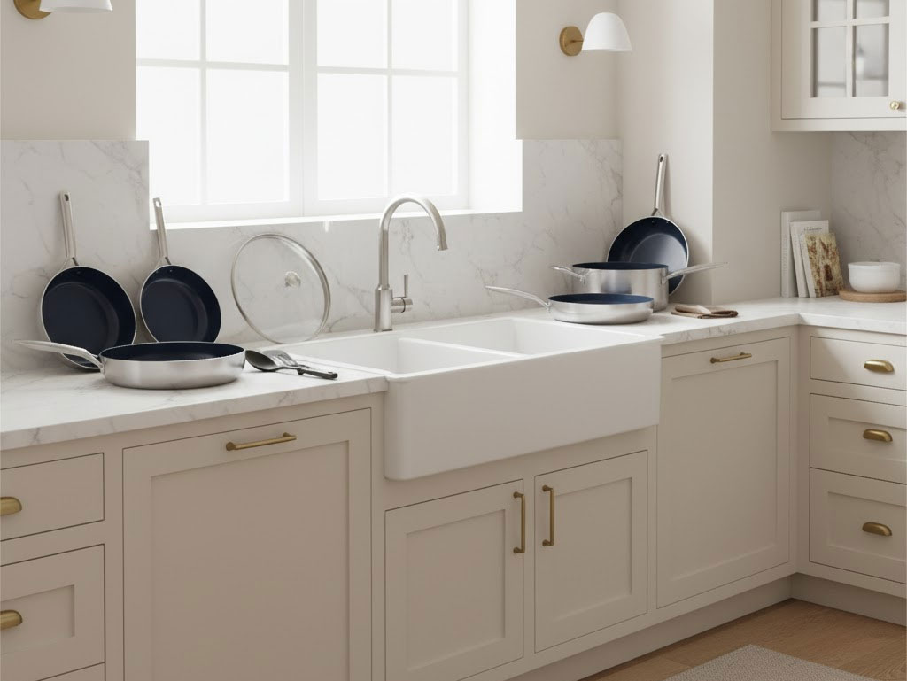 Bộ nồi chảo Blue Diamond phủ tinh thể kim cương sang trọng và an toàn Bộ nồi chảo Blue Diamond phủ tinh thể kim cương sang trọng và an toàn