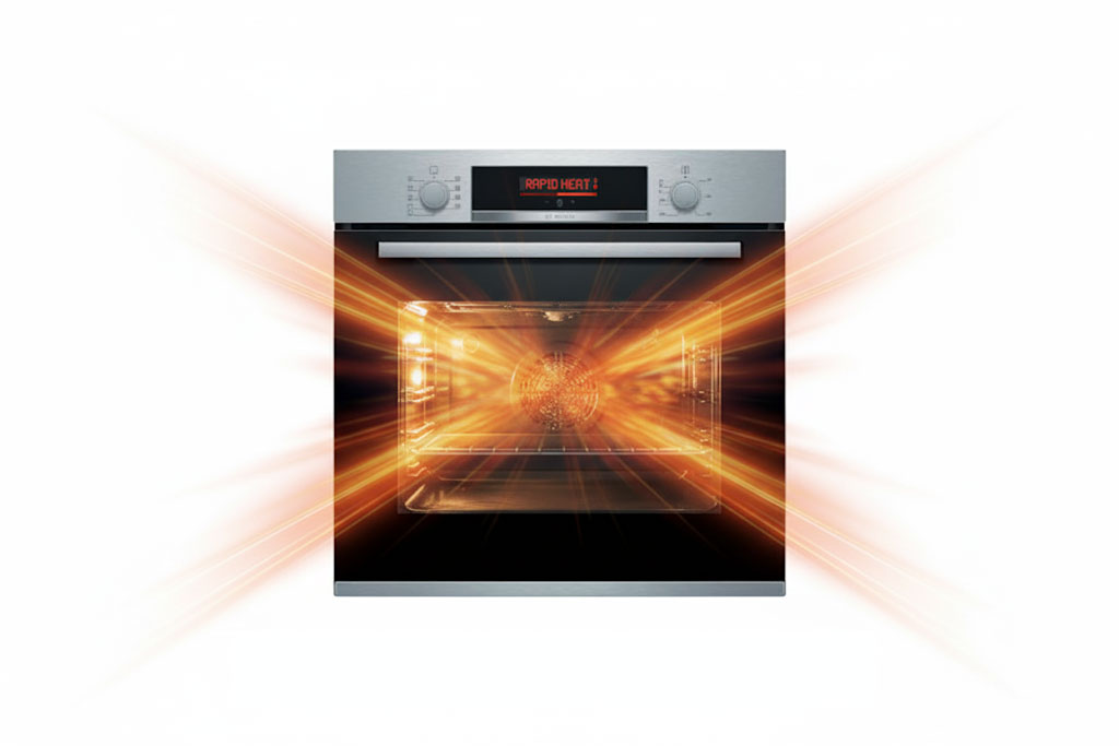 Chức năng Rapid Heating trên lò nướng Bosch giúp gia nhiệt nhanh