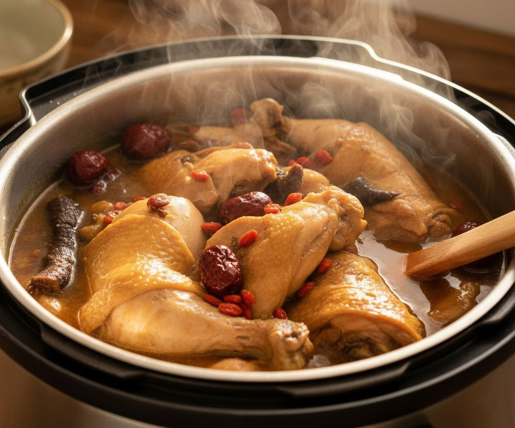 món hầm trong nồi áp suất sau khi mở nắp