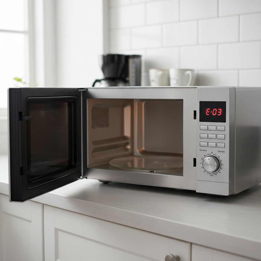 lò vi sóng mở cửa hiển thị mã lỗi E-03