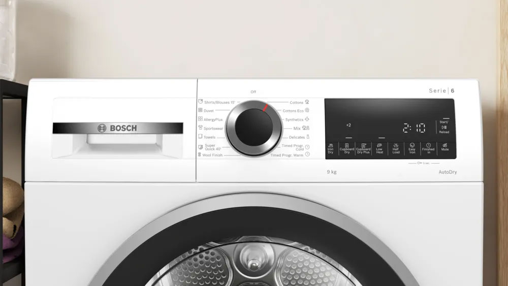 Máy sấy Bosch 9 kg WPG24100MY có khối lượng sấy lý tưởng 9 kg
