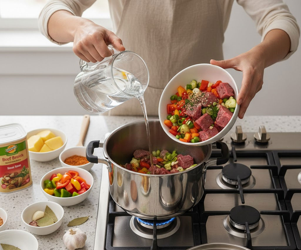 cho nguyên liệu vào nồi áp suất