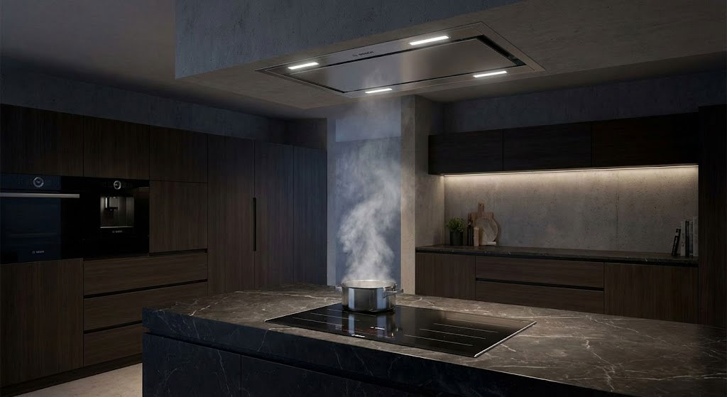 Bếp từ Bosch kết nối máy hút mùi Bosch tự động hoạt động khi nấu ăn Bếp từ Bosch kết nối máy hút mùi Bosch tự động hoạt động khi nấu ăn