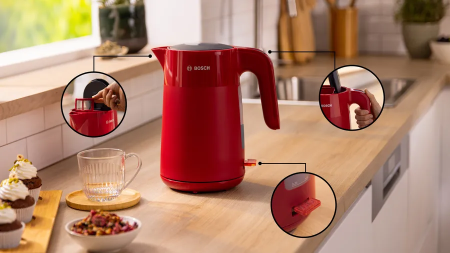 Ấm siêu tốc Bosch TWK2M164 mở nắp nhanh bằng một nút nhấn