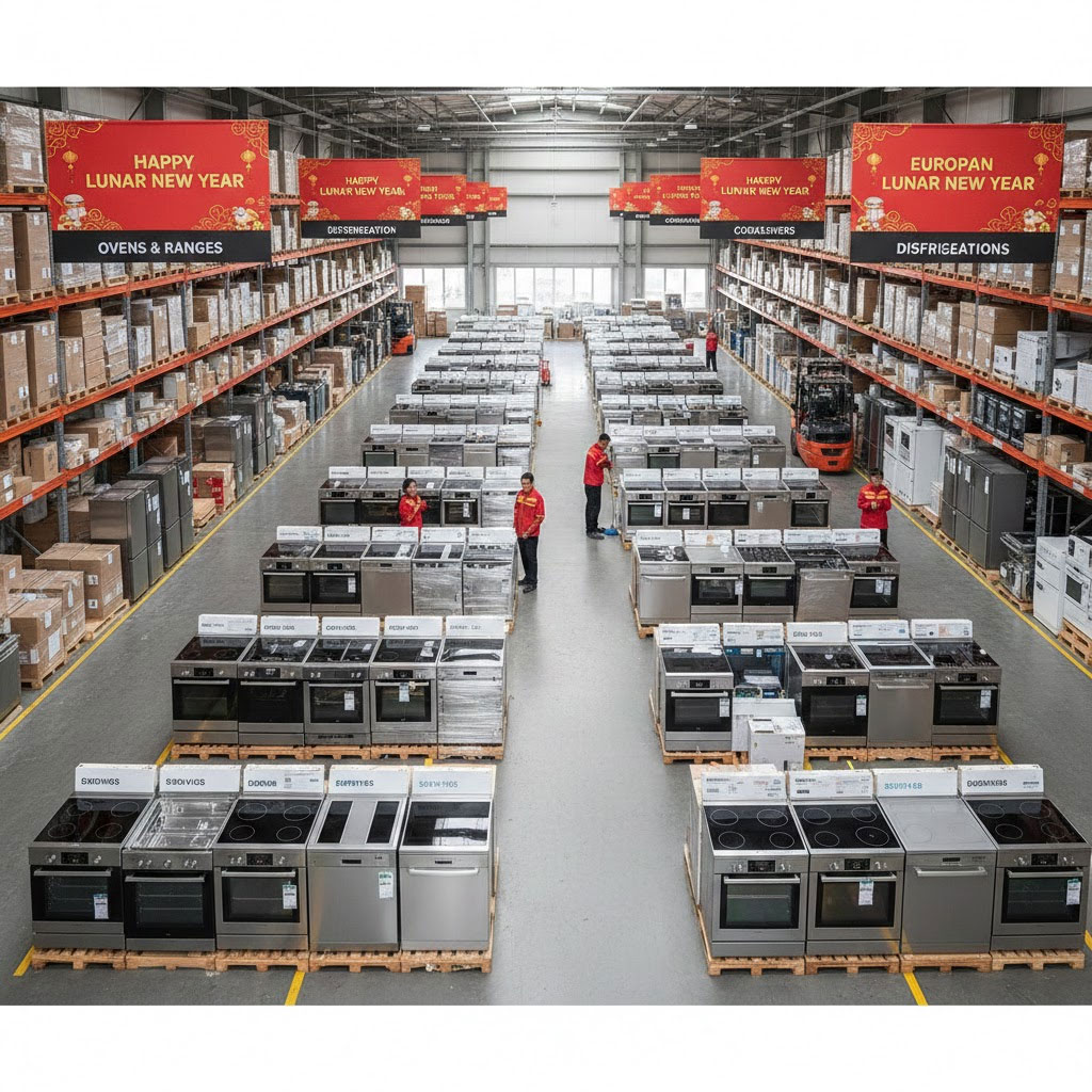 kho thiết bị nhà bếp đa dạng mẫu mã sắp xếp khoa học