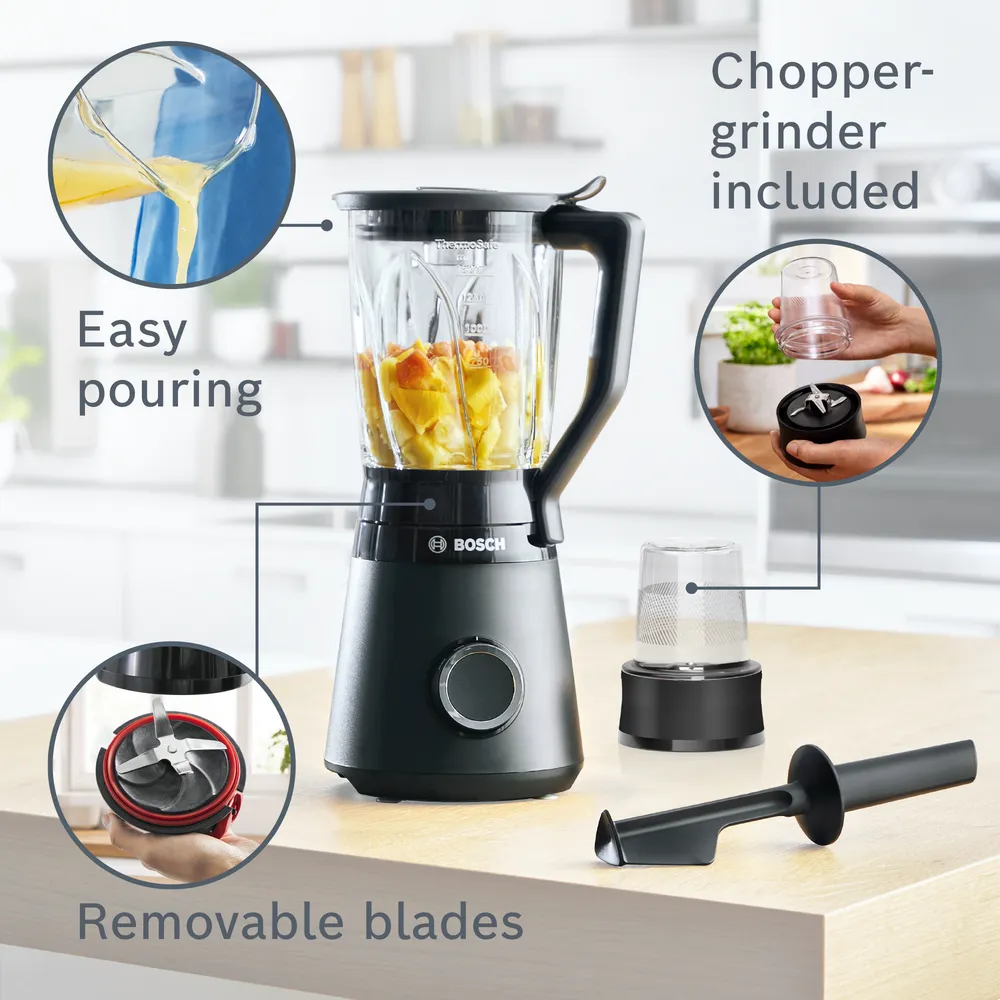 Cối dung tích 1.5L của máy Bosch MMB6176B phù hợp chế biến nhiều nguyên liệu cùng lúc