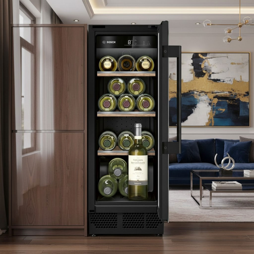 sắp xếp chai rượu theo ngăn tủ rượu