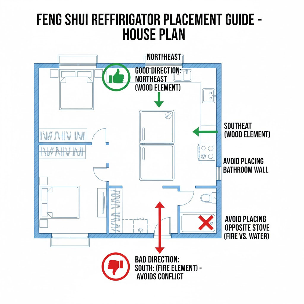Sơ đồ hướng đặt tủ lạnh hợp phong thủy