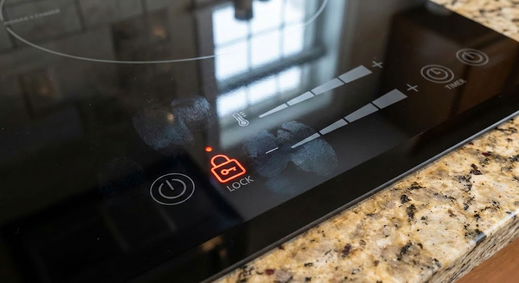 Bang dieu khien bep tu cam ung voi khoa tre em Bang dieu khien bep tu cam ung voi khoa tre em