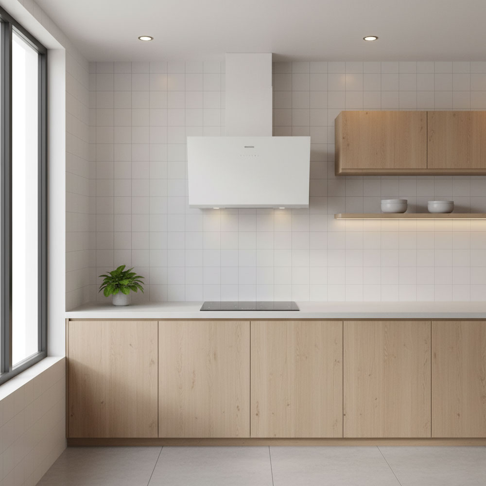 Thiết kế máy hút mùi Bosch âm tủ tinh tế trong bếp hiện đại