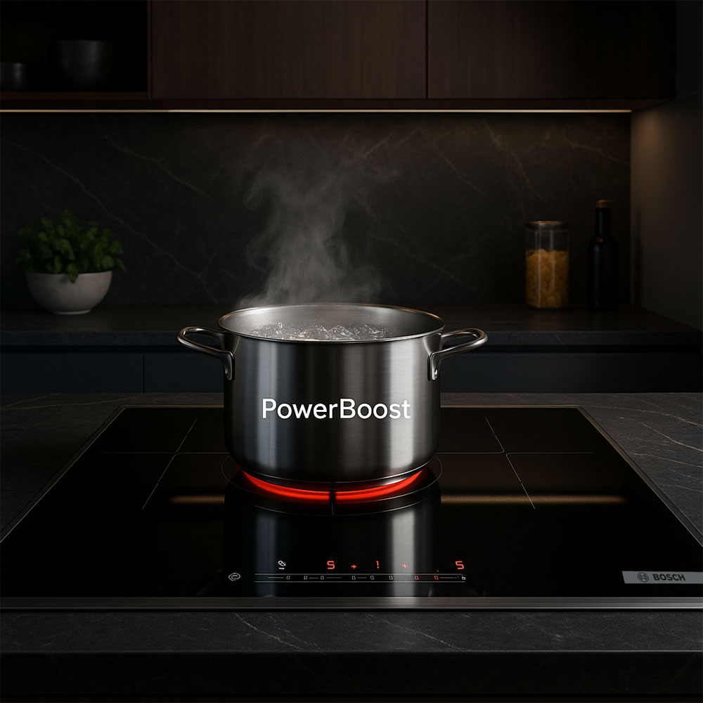 Chức năng PowerBoost tăng tốc quá trình nấu nướng Chức năng PowerBoost tăng tốc quá trình nấu nướng