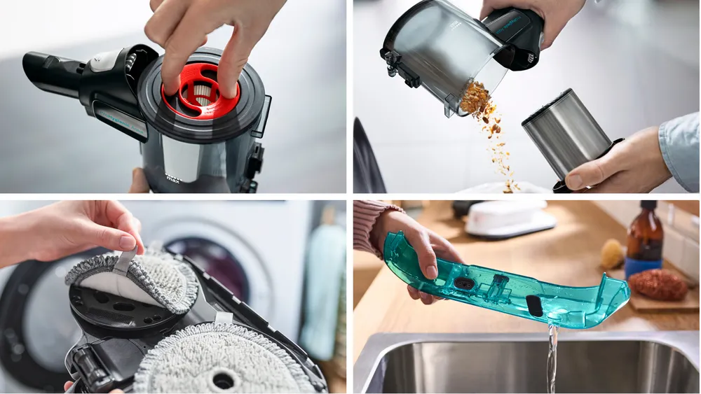 Hộp bụi của Bosch BCS71HYG3 tháo lắp nhanh, dễ vệ sinh