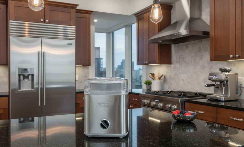 Máy làm kem Cuisinart ICE-30BCHK công suất 300W và vỏ thép không gỉ