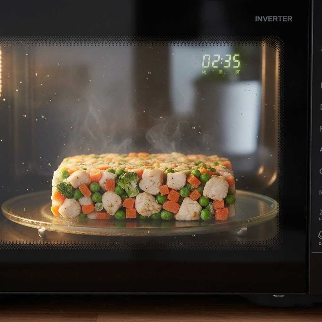 Thực phẩm hâm nóng đều trong lò vi sóng inverter Thực phẩm hâm nóng đều trong lò vi sóng inverter
