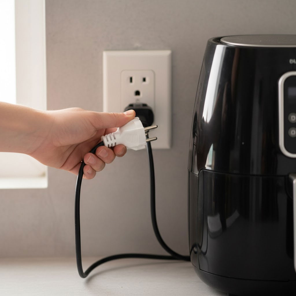 rút phích cắm điện của nồi chiên rút phích cắm điện của nồi chiên