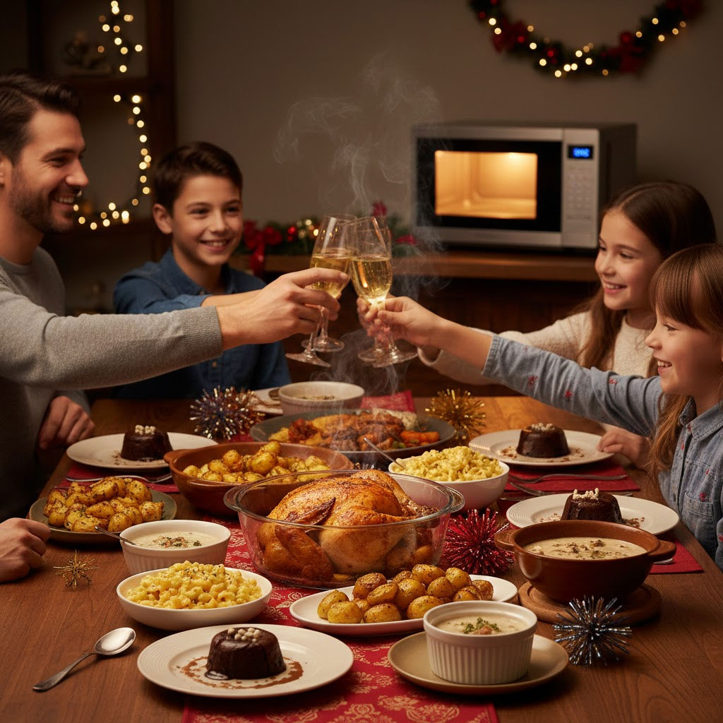 Bữa ăn gia đình cuối năm sử dụng lò vi sóng Bữa ăn gia đình cuối năm sử dụng lò vi sóng