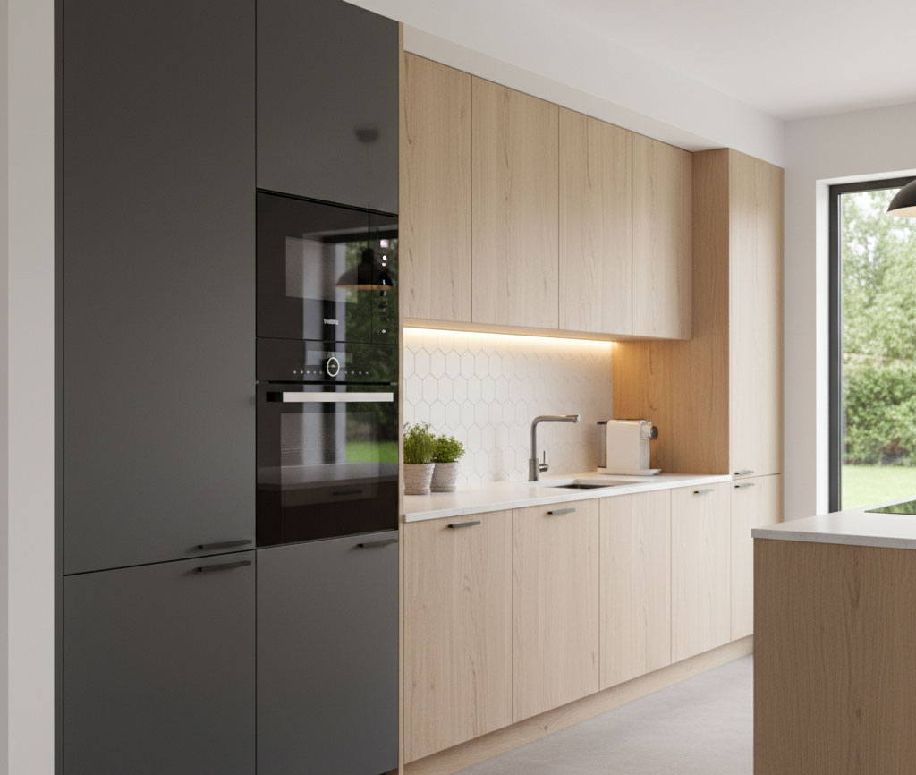 Vị trí đặt lò vi sóng âm tủ trong tủ bếp hiện đại