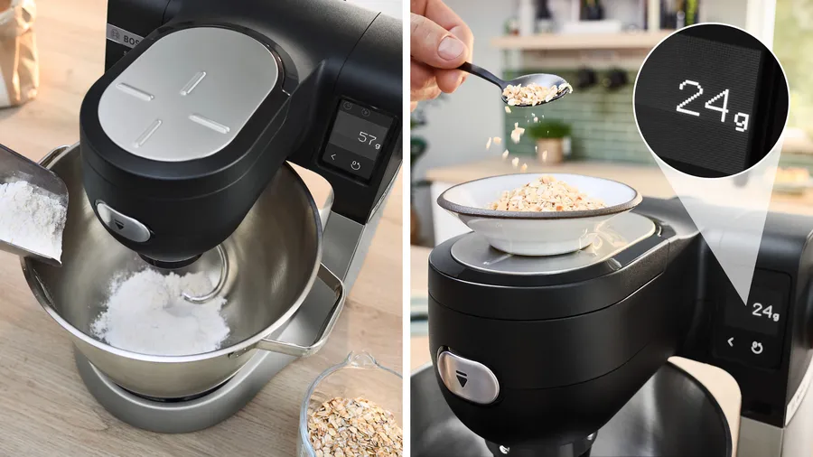 Cân điện tử tích hợp trong máy chế biến thực phẩm Bosch