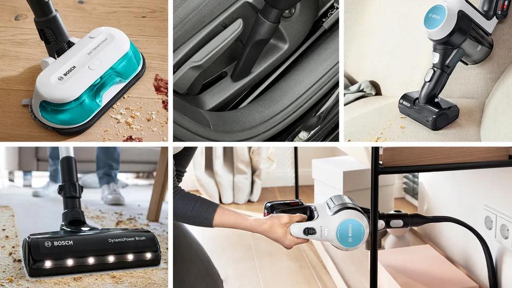Bàn chải động cơ và đèn LED giúp Bosch BCS71HYG3 làm sạch ở nơi tối
