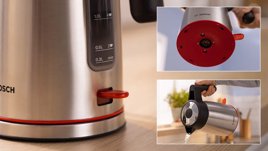Ấm đun siêu tốc Bosch TWK6M480 trang bị hệ thống bảo vệ đa cấp an toàn
