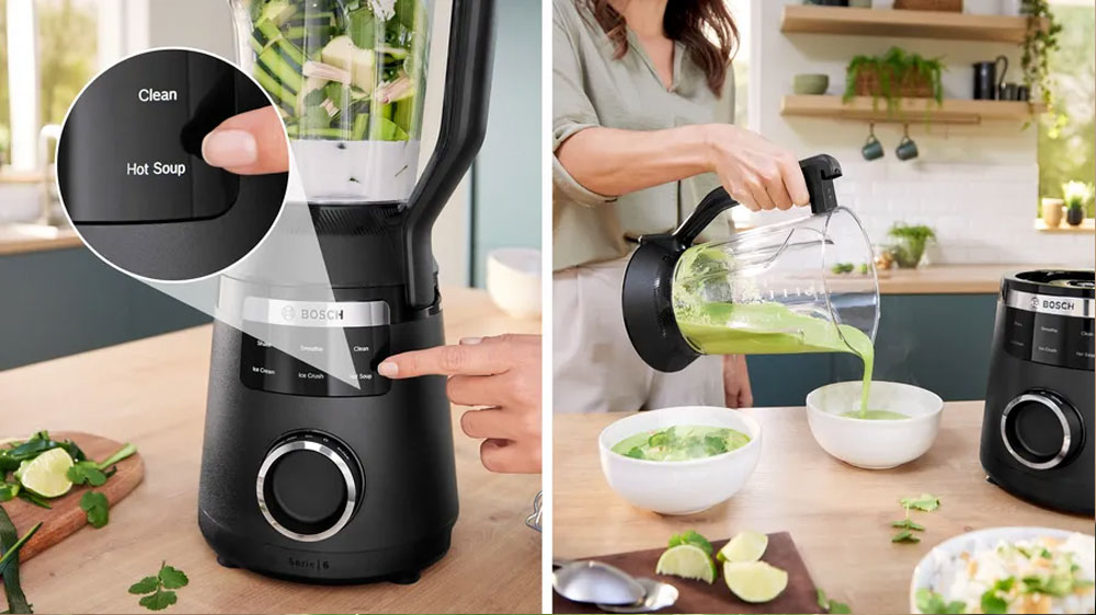 Người dùng bật chế độ xay trên máy Bosch MMB6652B