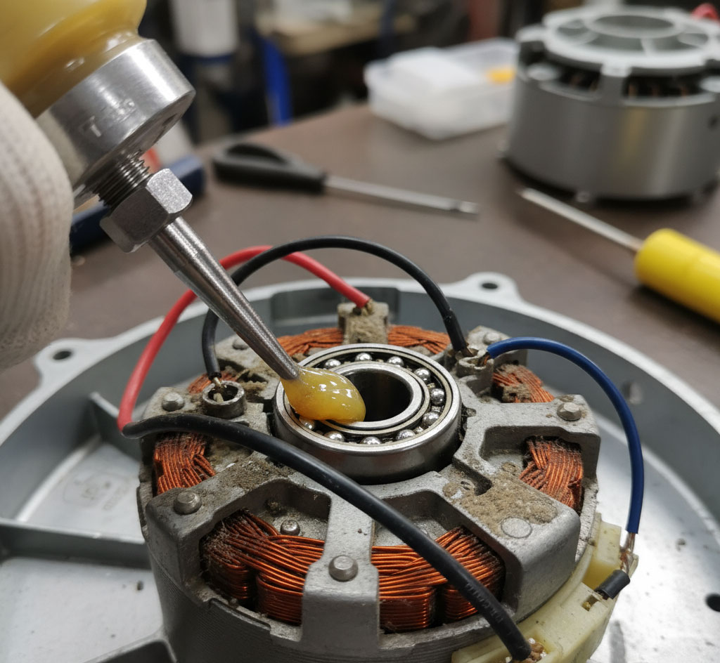 motor máy hút mùi đang được bôi trơn ổ bi motor máy hút mùi đang được bôi trơn ổ bi