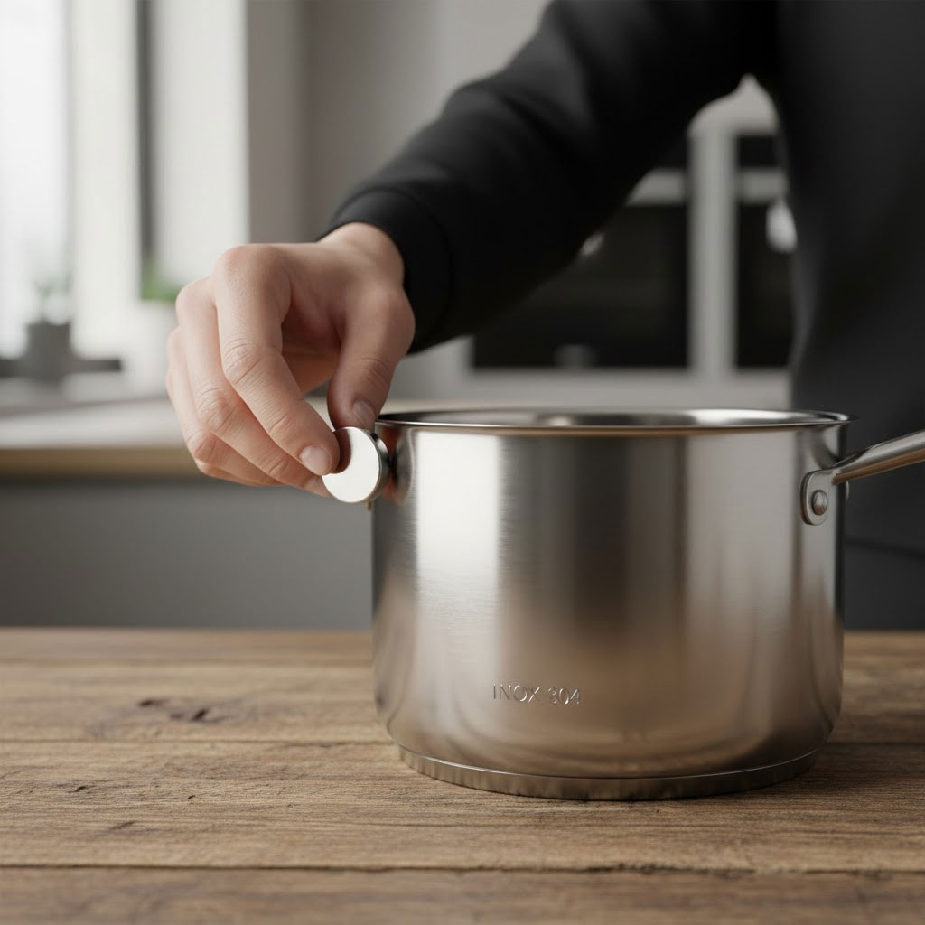 thử nam châm với nồi inox 304 thử nam châm với nồi inox 304