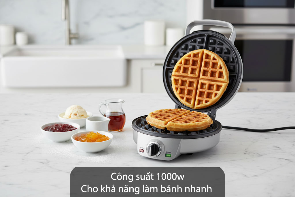 Công suất 1000W cho khẳ năng làm bánh nhanh, vàng đều