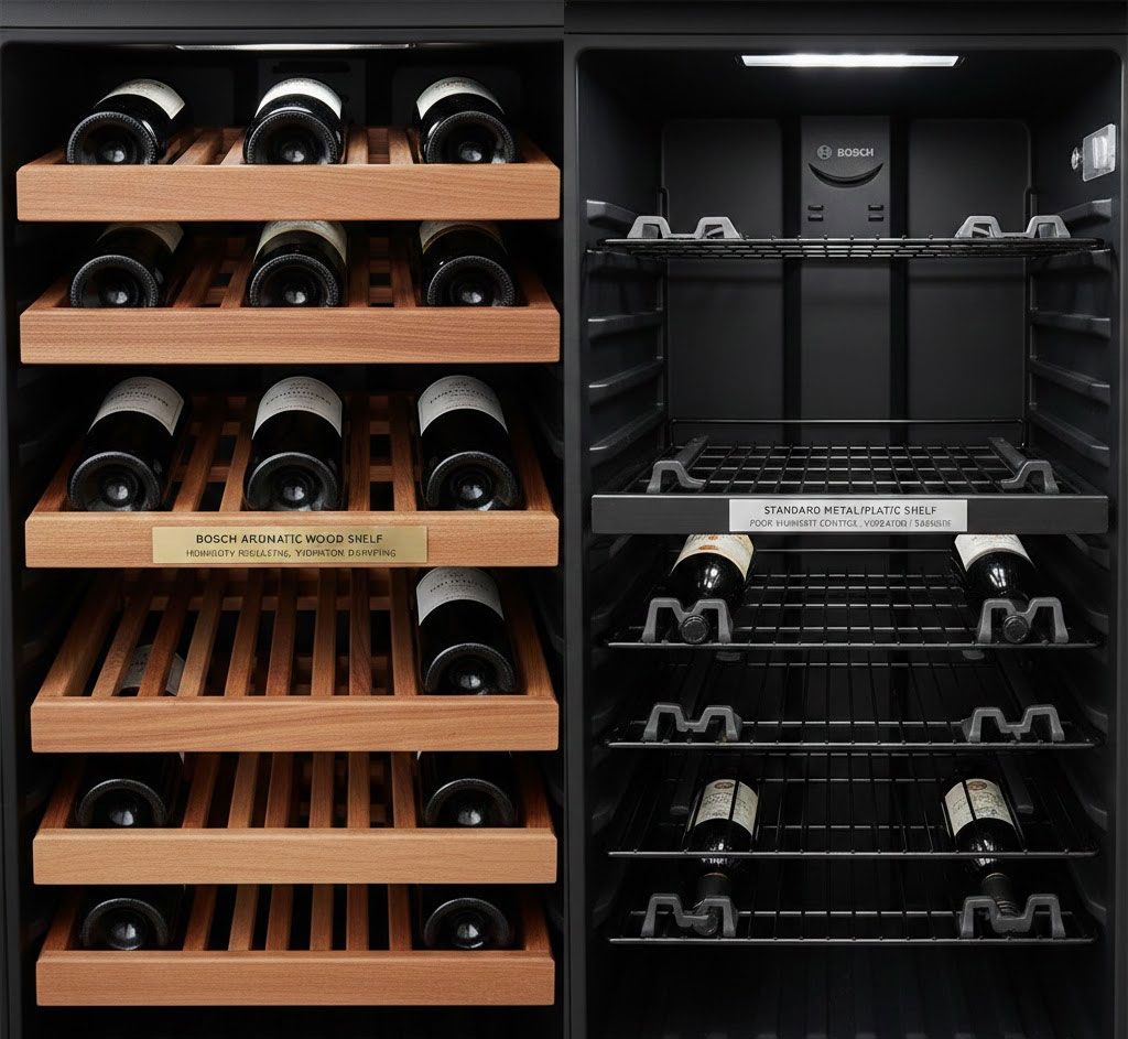 So sánh khay gỗ thơm Bosch với tủ rượu thông thường