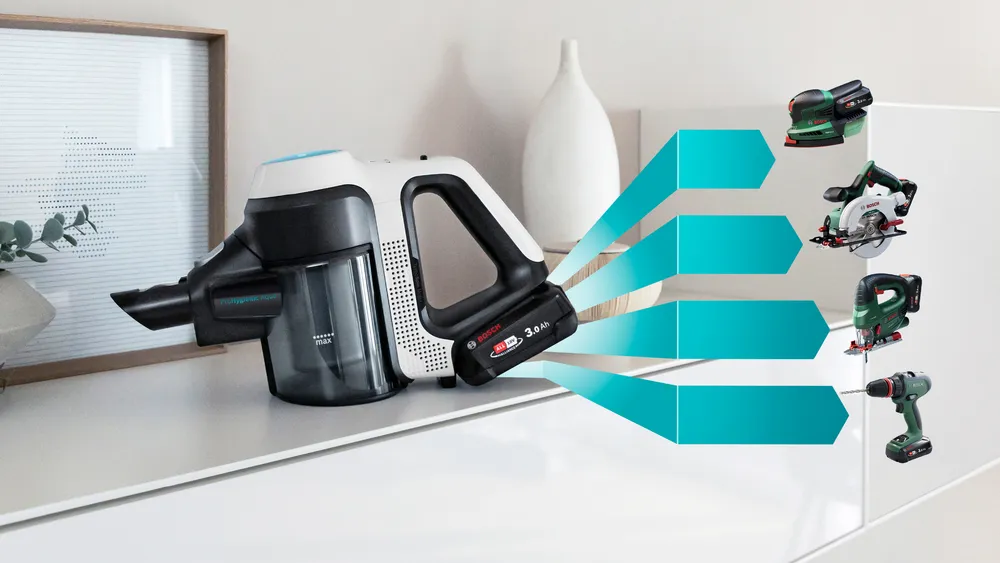 Pin mạnh mẽ trên Bosch BCS71HYG3 cho hiệu suất 100m2/lần sạc